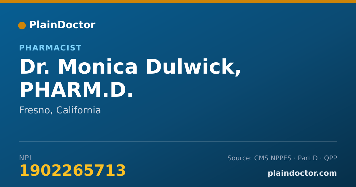 Shareable card for Monica Dulwick, PHARM.D. - Pharmacist, Fresno, CA