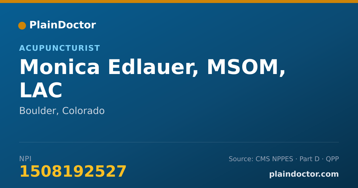 Shareable card for Monica Edlauer, MSOM, LAC - Acupuncturist, Boulder, CO
