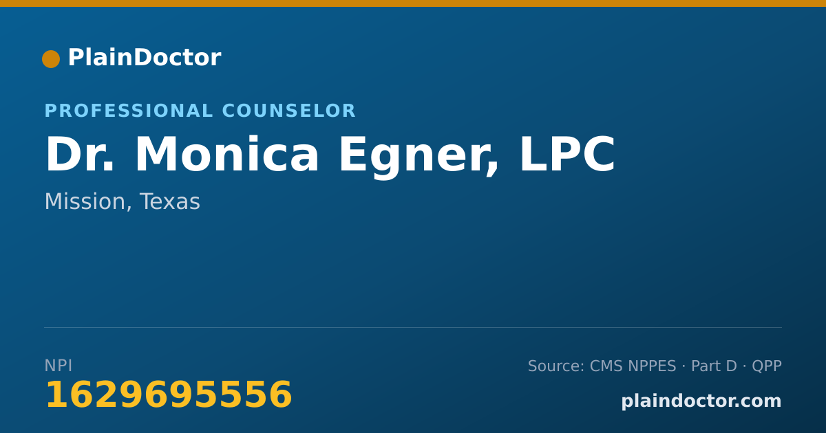 Shareable card for Monica Egner, LPC - Professional Counselor, Mission, TX