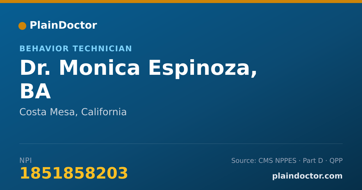 Shareable card for Monica Espinoza, BA - Behavior Technician, Costa Mesa, CA