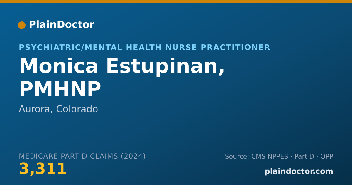 Shareable card for Monica Estupinan, PMHNP - Psychiatric/Mental Health Nurse Practitioner, Aurora, CO