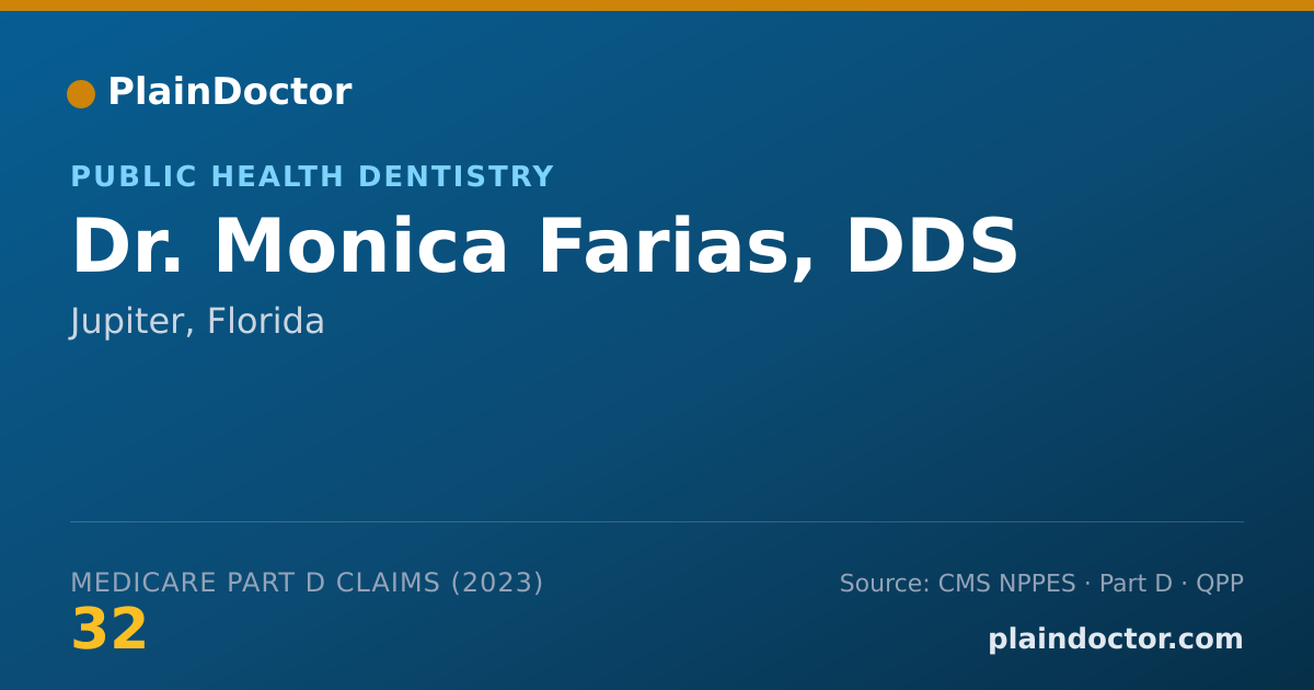 Shareable card for Monica Farias, DDS - Public Health Dentistry, Jupiter, FL