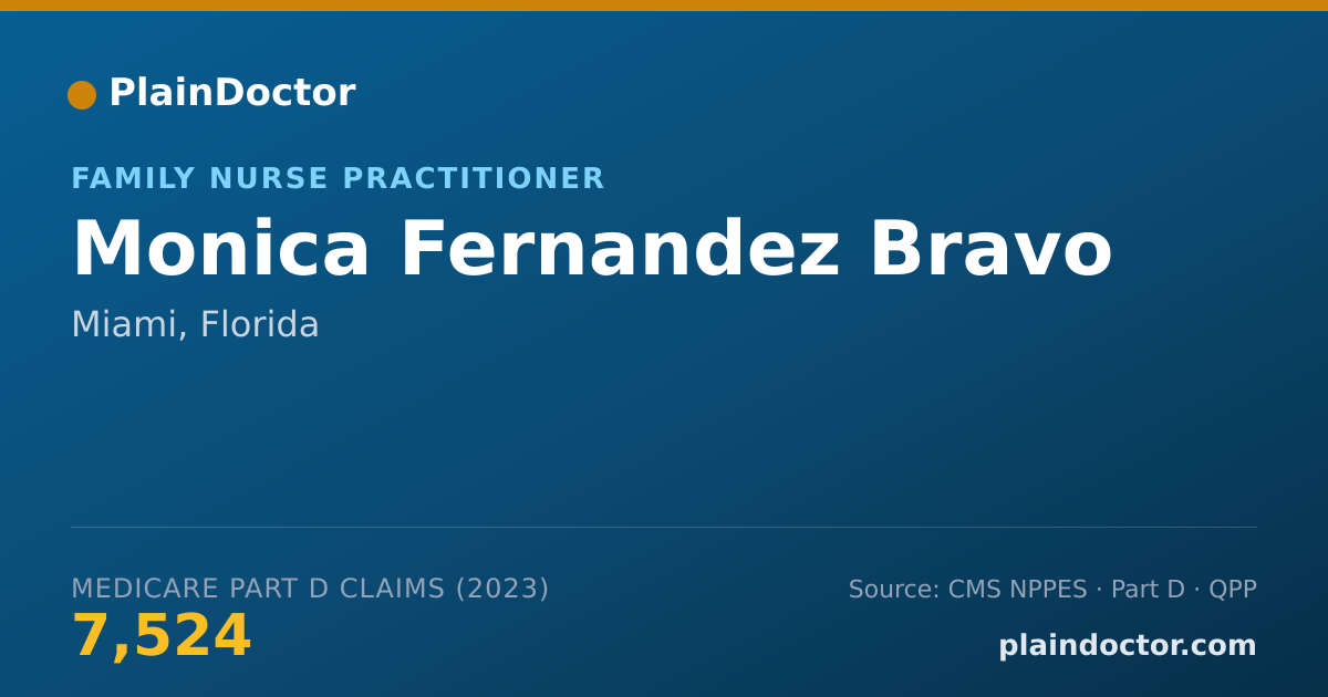 Shareable card for Monica Fernandez Bravo - Family Nurse Practitioner, Miami, FL