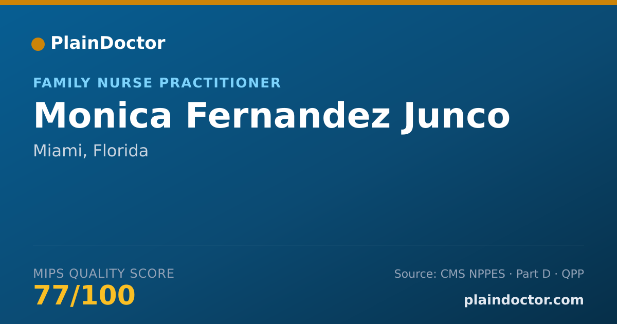Shareable card for Monica Fernandez Junco - Family Nurse Practitioner, Miami, FL
