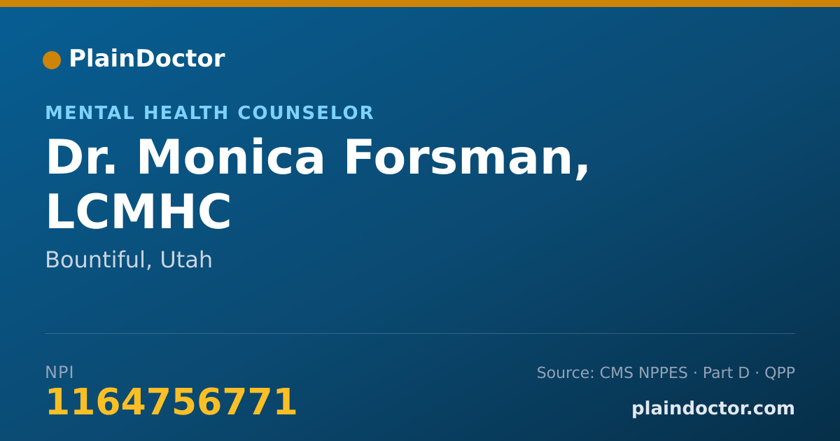 Shareable card for Monica Forsman, LCMHC - Mental Health Counselor, Bountiful, UT