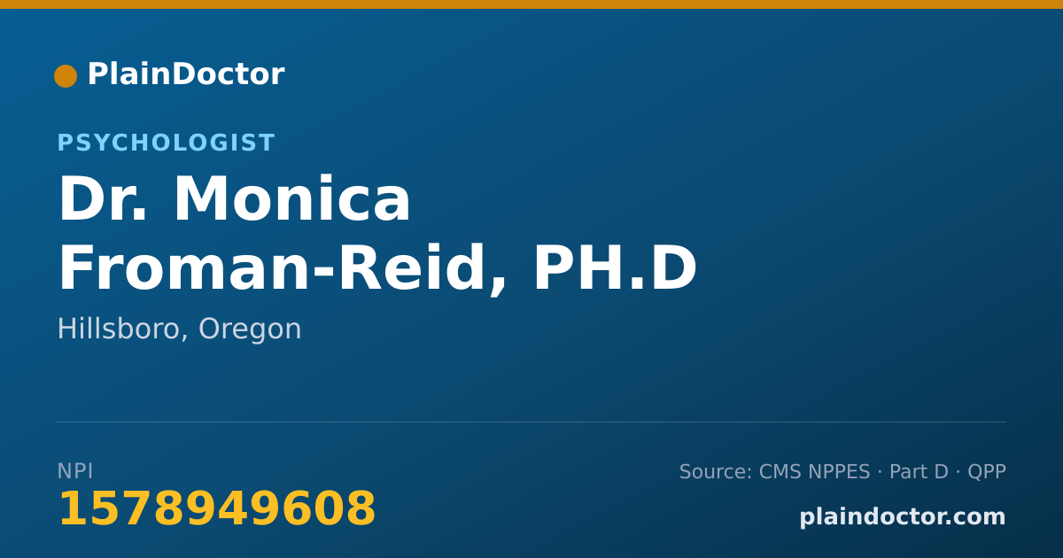 Shareable card for Monica Froman-Reid, PH.D - Psychologist, Hillsboro, OR
