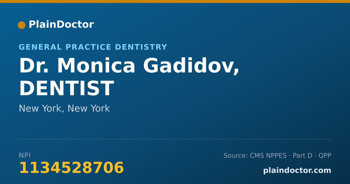 Shareable card for Monica Gadidov, DENTIST - General Practice Dentistry, New York, NY