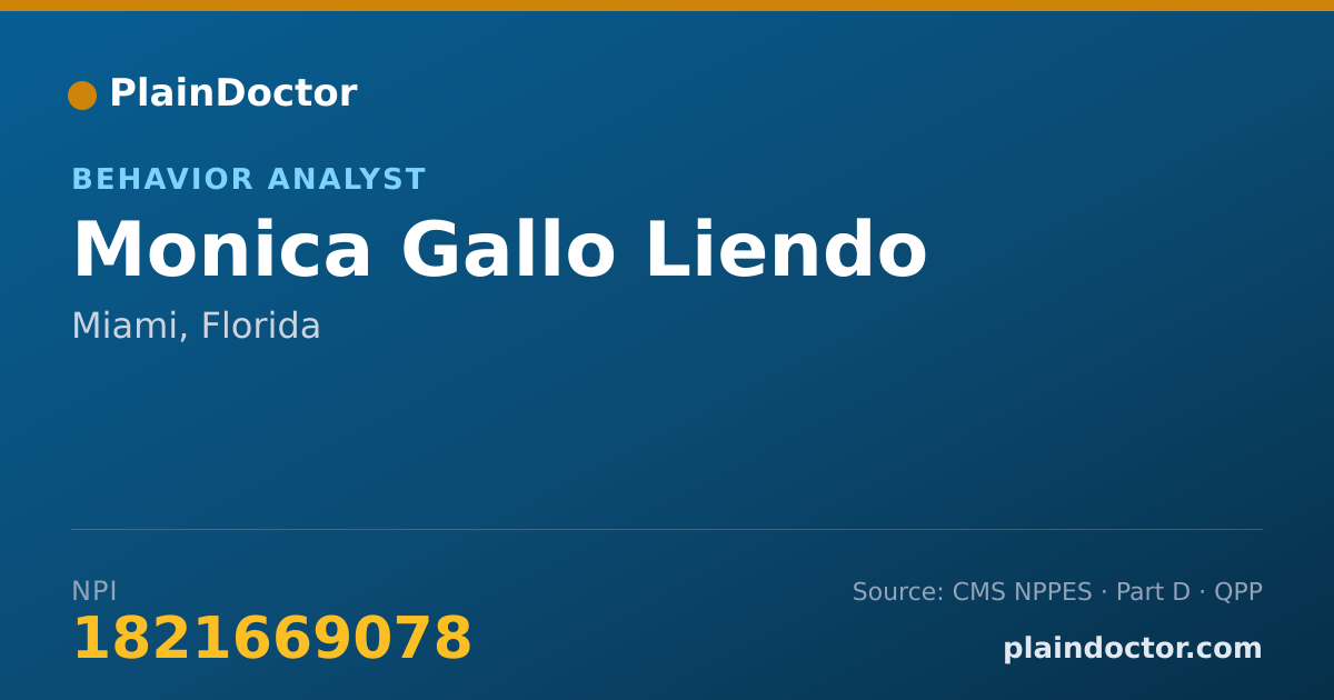 Shareable card for Monica Gallo Liendo - Behavior Analyst, Miami, FL