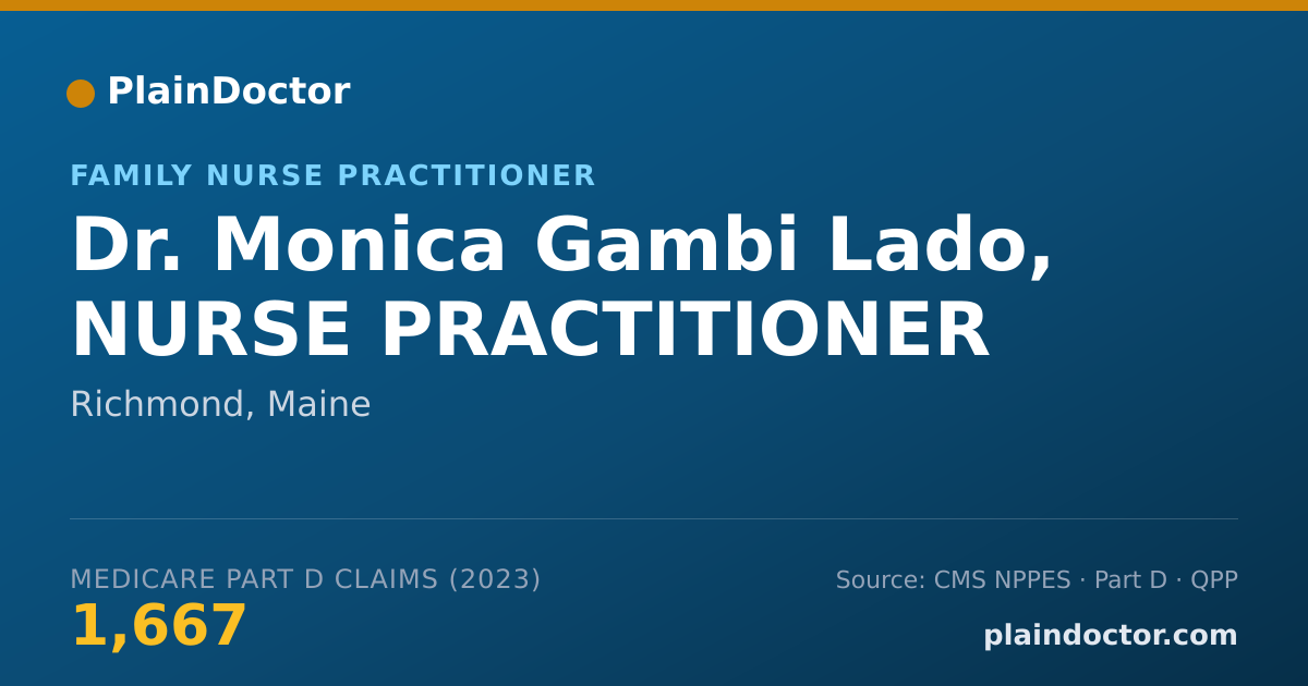 Shareable card for Monica Gambi Lado, NURSE PRACTITIONER - Family Nurse Practitioner, Richmond, ME