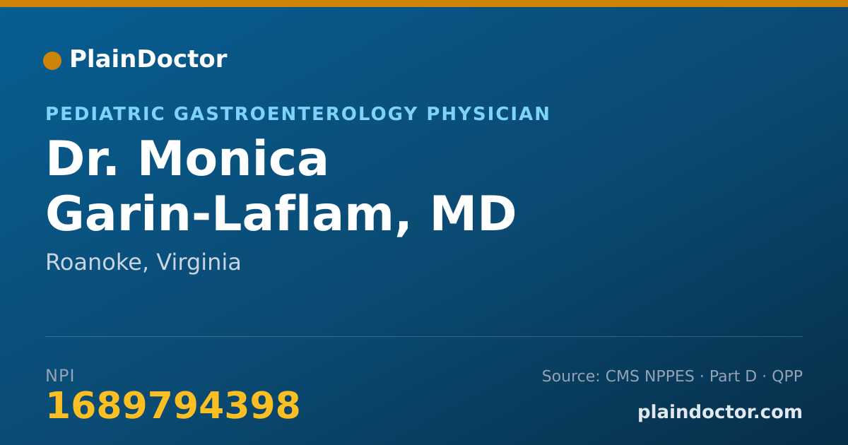 Shareable card for Monica Garin-Laflam, MD - Pediatric Gastroenterology Physician, Roanoke, VA