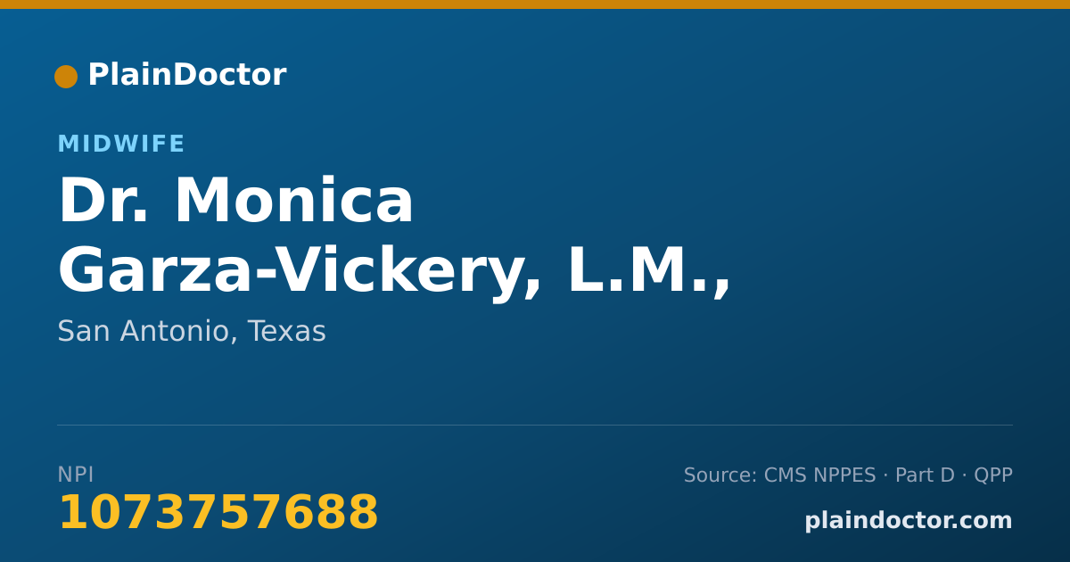 Shareable card for Monica Garza-Vickery, L.M., NARM C.P.M. - Midwife, San Antonio, TX
