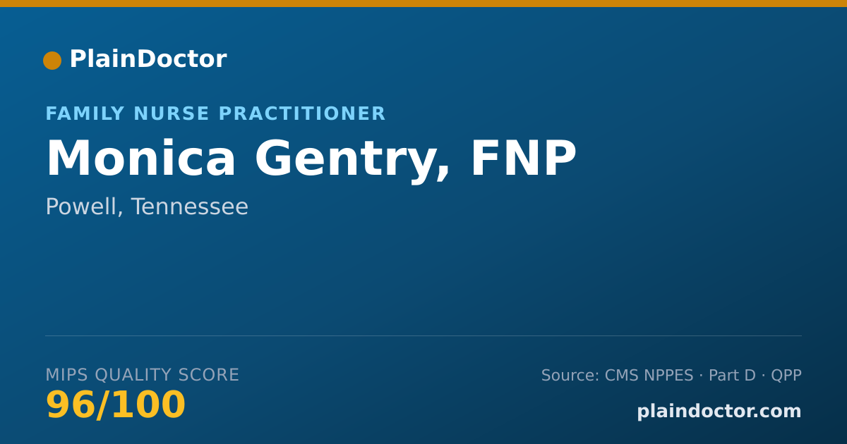 Shareable card for Monica Gentry, FNP - Family Nurse Practitioner, Powell, TN
