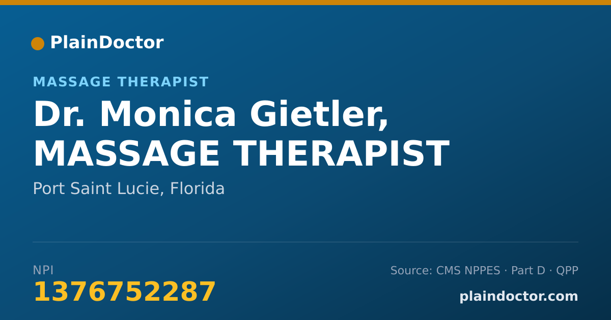Shareable card for Monica Gietler, MASSAGE THERAPIST - Massage Therapist, Port Saint Lucie, FL