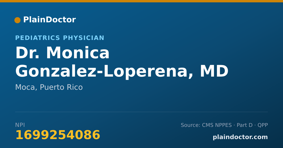Shareable card for Monica Gonzalez-Loperena, MD - Pediatrics Physician, Moca, PR