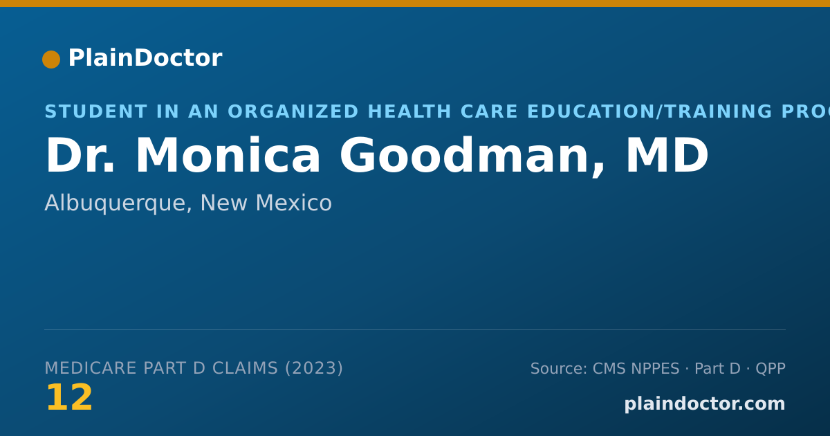 Shareable card for Monica Goodman, MD - Student in an Organized Health Care Education/Training Program, Albuquerque, NM