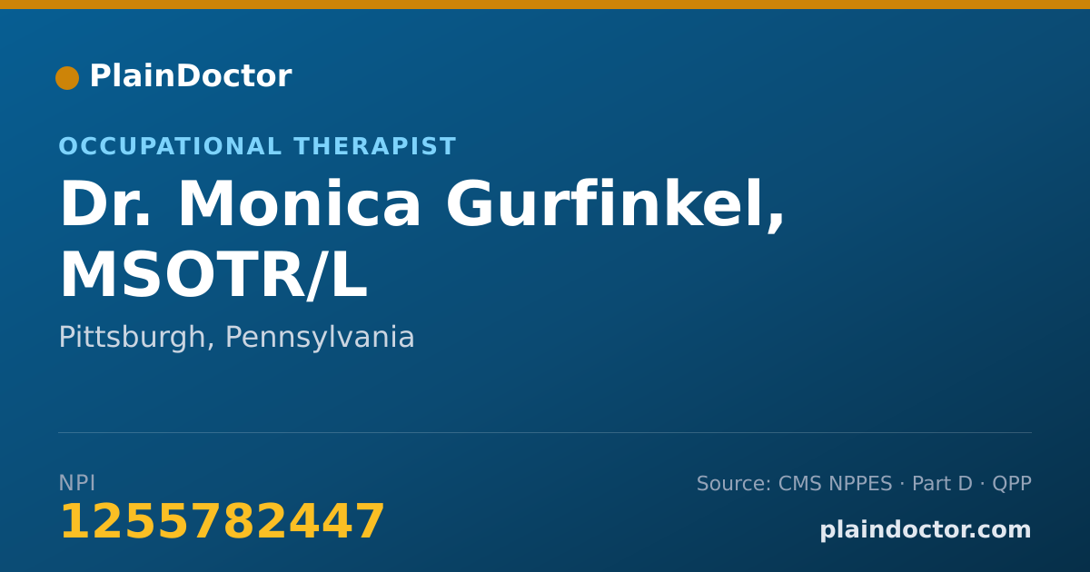 Shareable card for Monica Gurfinkel, MSOTR/L - Occupational Therapist, Pittsburgh, PA