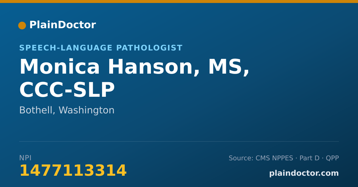 Shareable card for Monica Hanson, MS, CCC-SLP - Speech-Language Pathologist, Bothell, WA