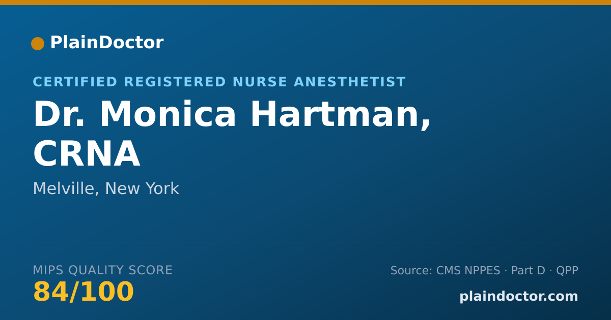 Shareable card for Monica Hartman, CRNA - Certified Registered Nurse Anesthetist, Melville, NY