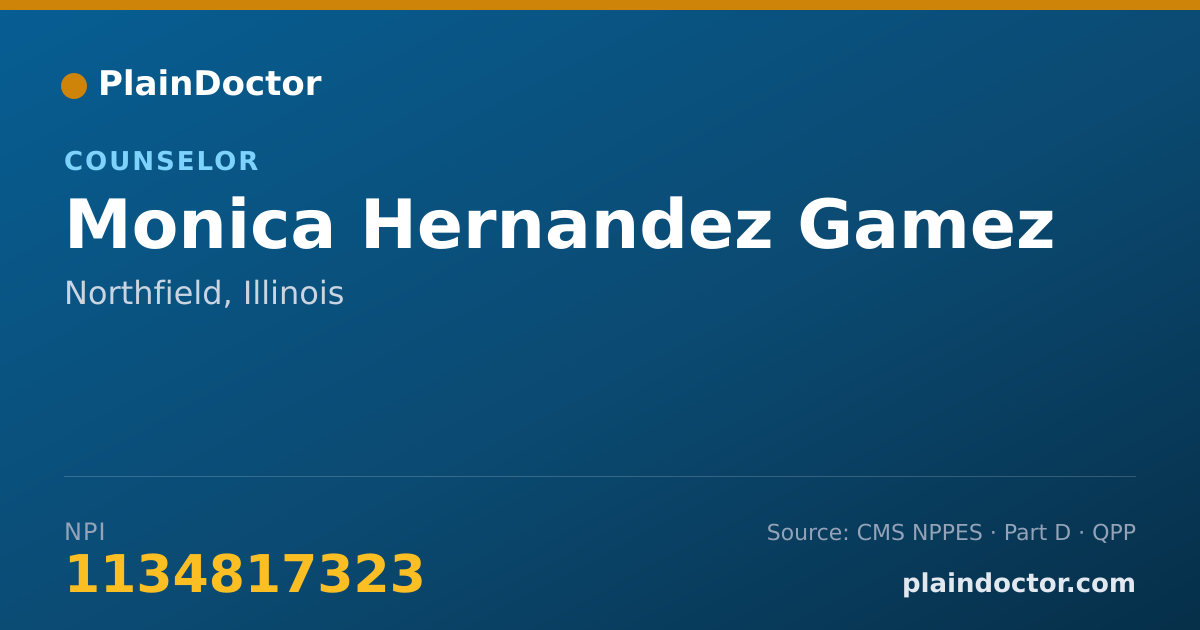 Shareable card for Monica Hernandez Gamez - Counselor, Northfield, IL