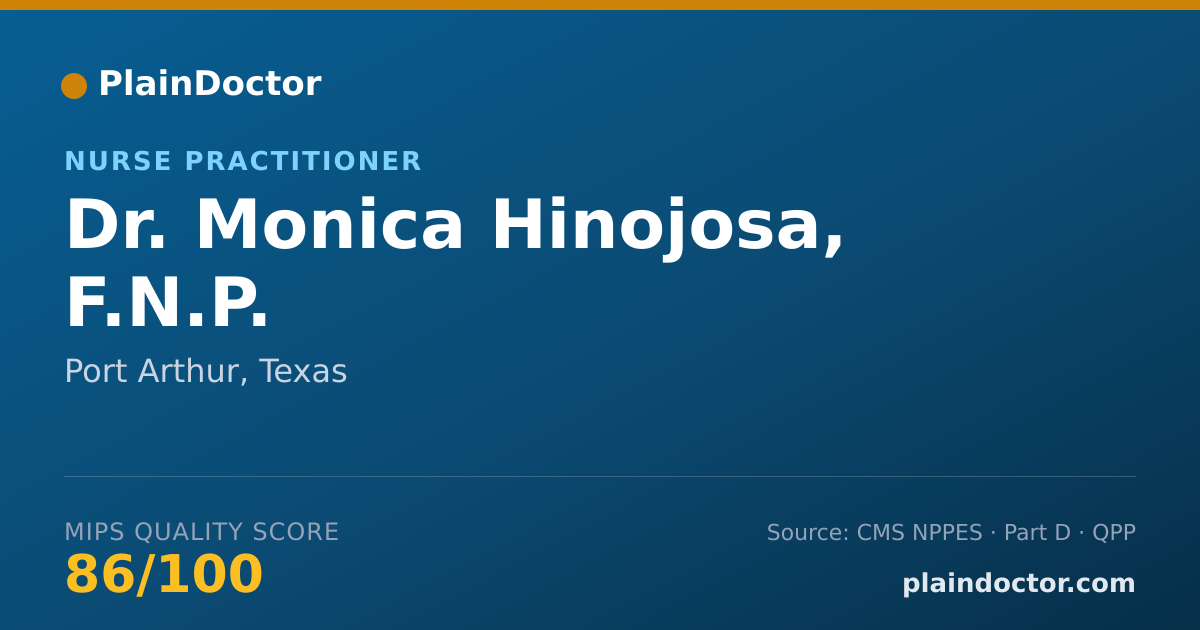 Shareable card for Monica Hinojosa, F.N.P. - Nurse Practitioner, Port Arthur, TX