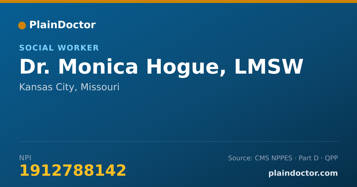 Shareable card for Monica Hogue, LMSW - Social Worker, Kansas City, MO
