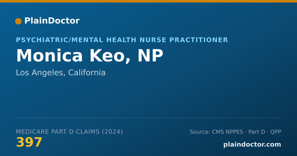 Shareable card for Monica Keo, NP - Psychiatric/Mental Health Nurse Practitioner, Los Angeles, CA
