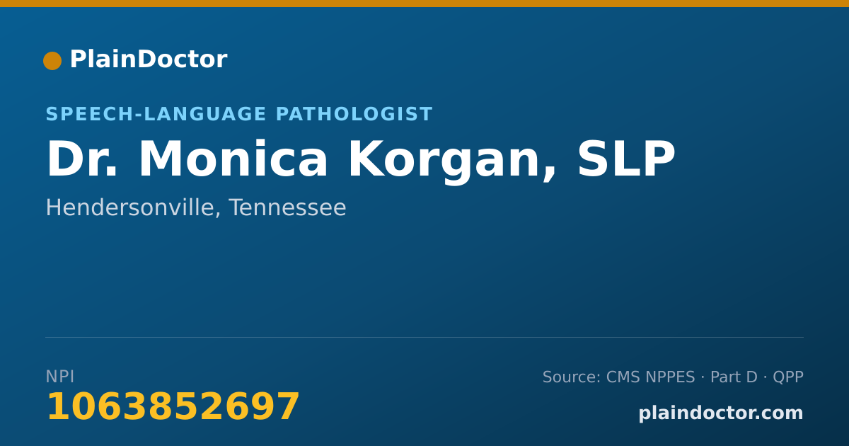 Shareable card for Monica Korgan, SLP - Speech-Language Pathologist, Hendersonville, TN