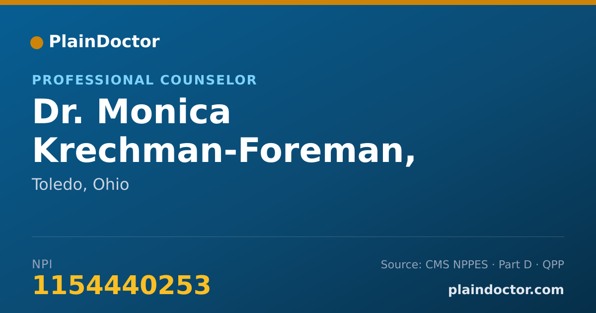 Shareable card for Monica Krechman-Foreman, L.P.C.C. - Professional Counselor, Toledo, OH