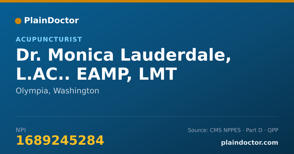 Shareable card for Monica Lauderdale, L.AC.. EAMP, LMT - Acupuncturist, Olympia, WA