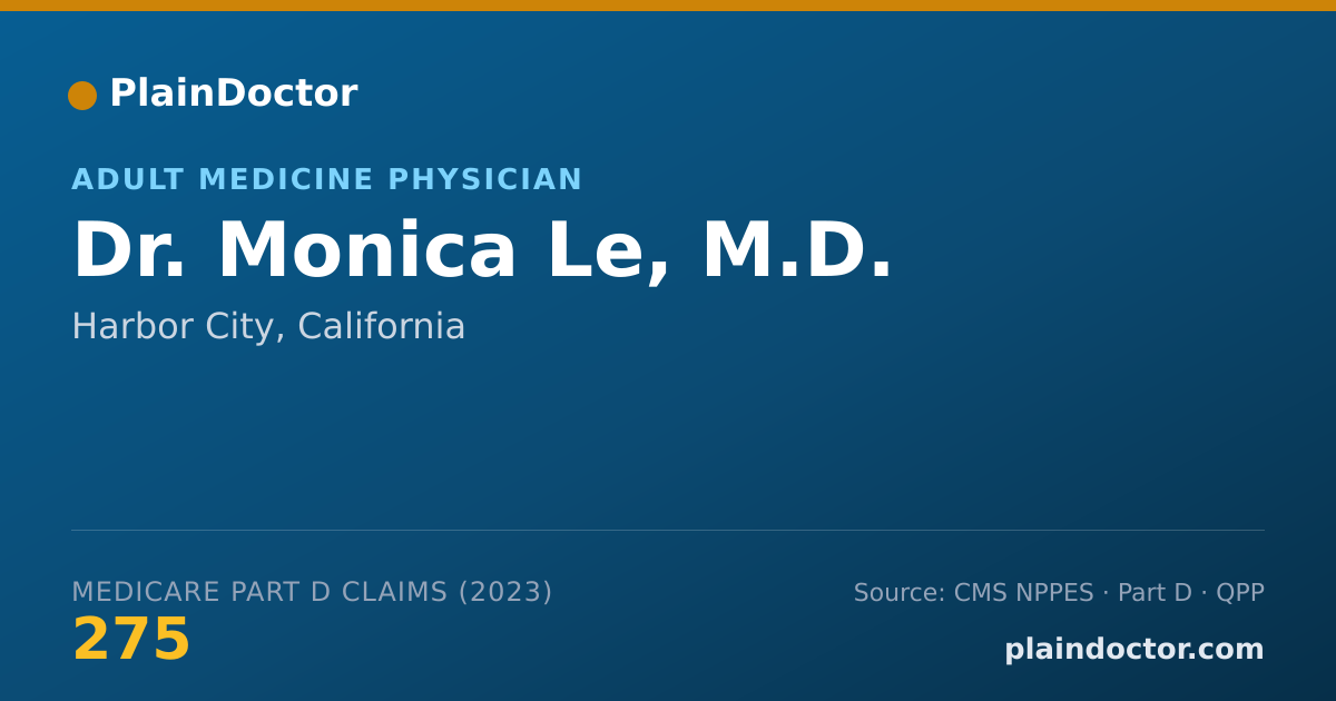 Shareable card for Monica Le, M.D. - Adult Medicine Physician, Harbor City, CA
