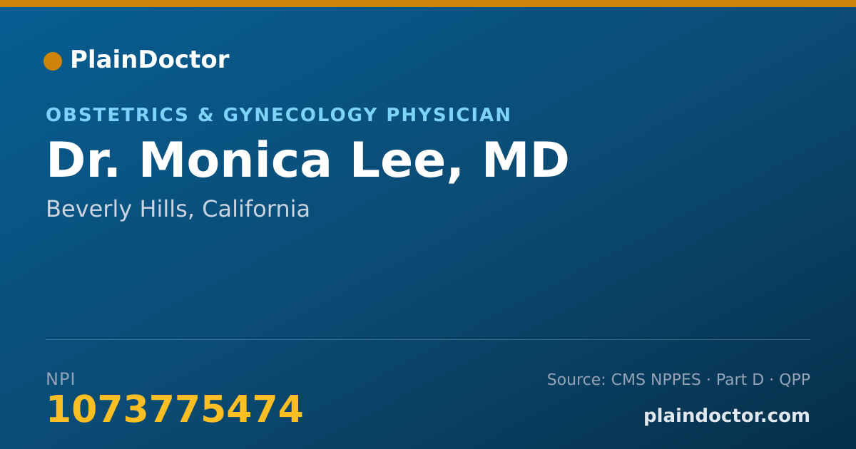 Shareable card for Monica Lee, MD - Obstetrics & Gynecology Physician, Beverly Hills, CA