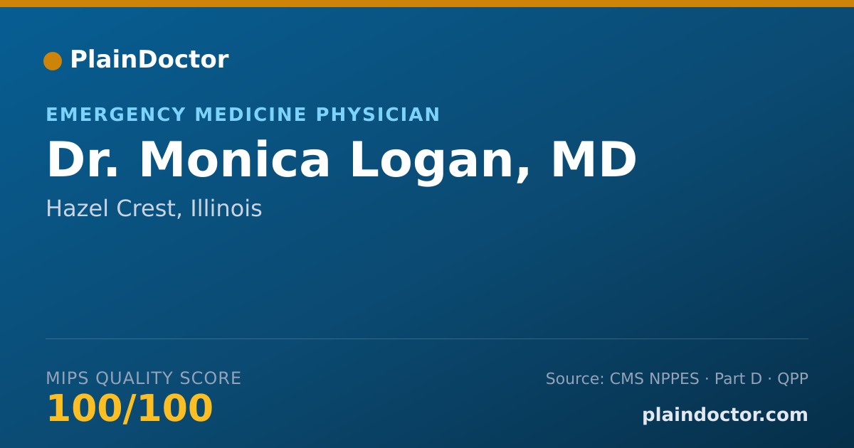 Shareable card for Monica Logan, MD - Emergency Medicine Physician, Hazel Crest, IL