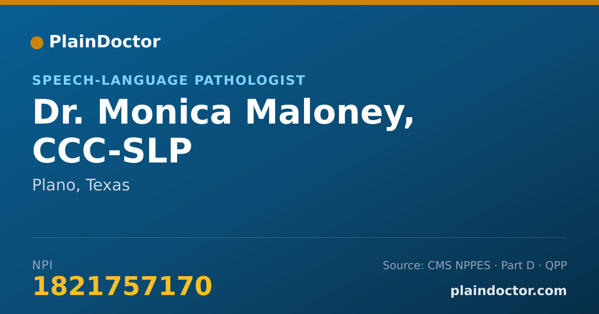 Shareable card for Monica Maloney, CCC-SLP - Speech-Language Pathologist, Plano, TX