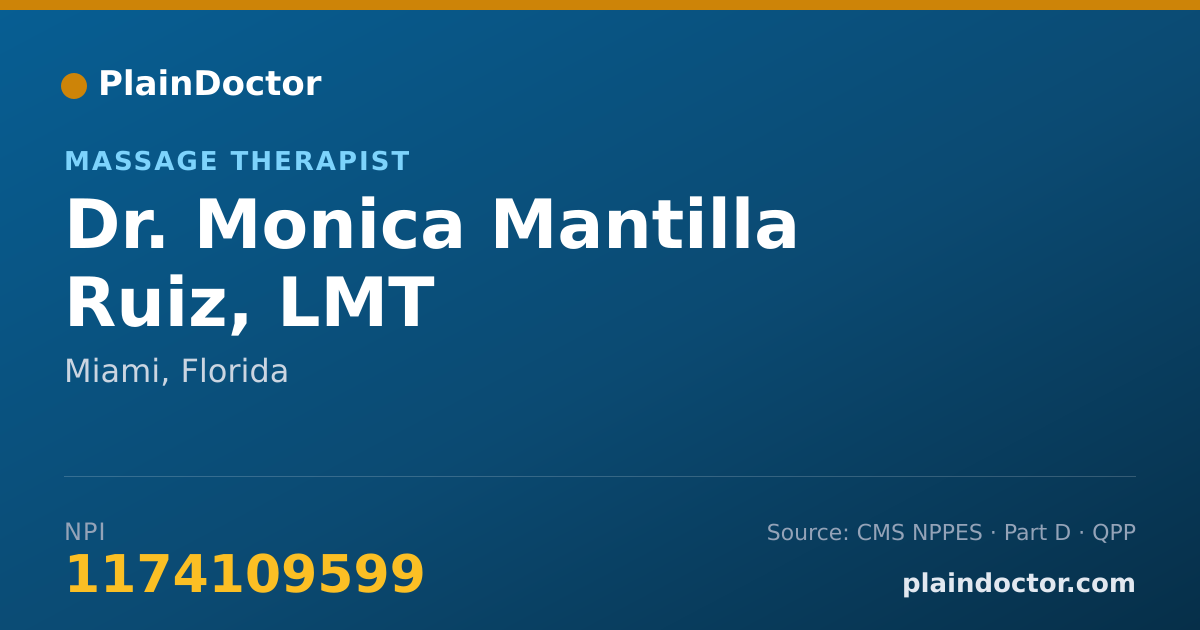 Shareable card for Monica Mantilla Ruiz, LMT - Massage Therapist, Miami, FL