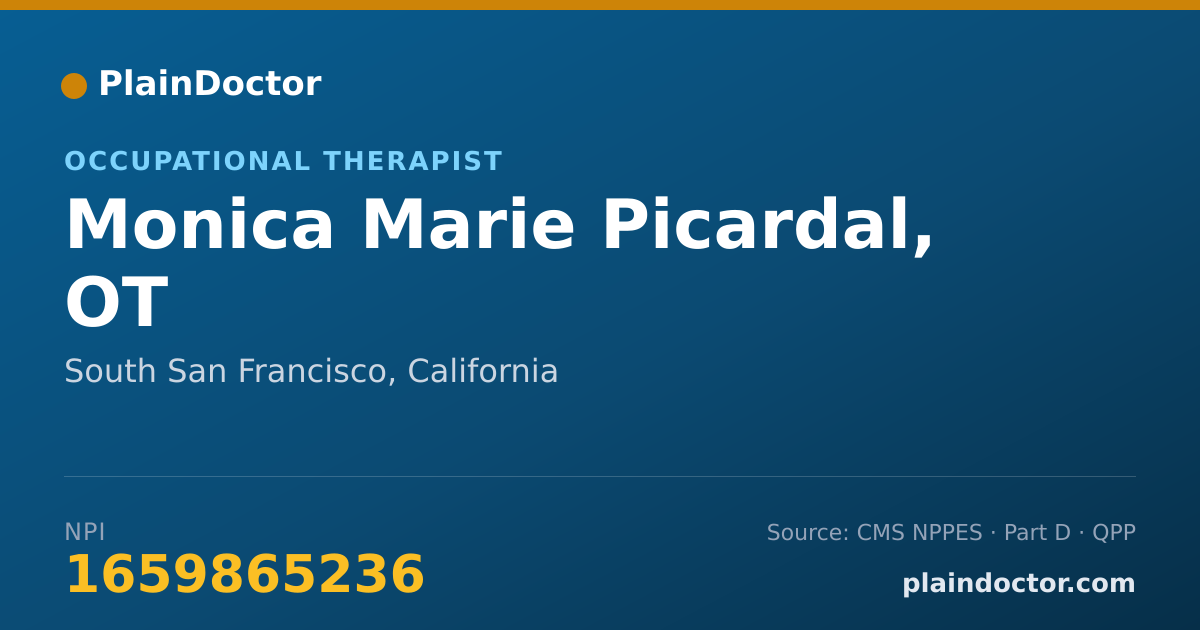 Shareable card for Monica Marie Picardal, OT - Occupational Therapist, South San Francisco, CA