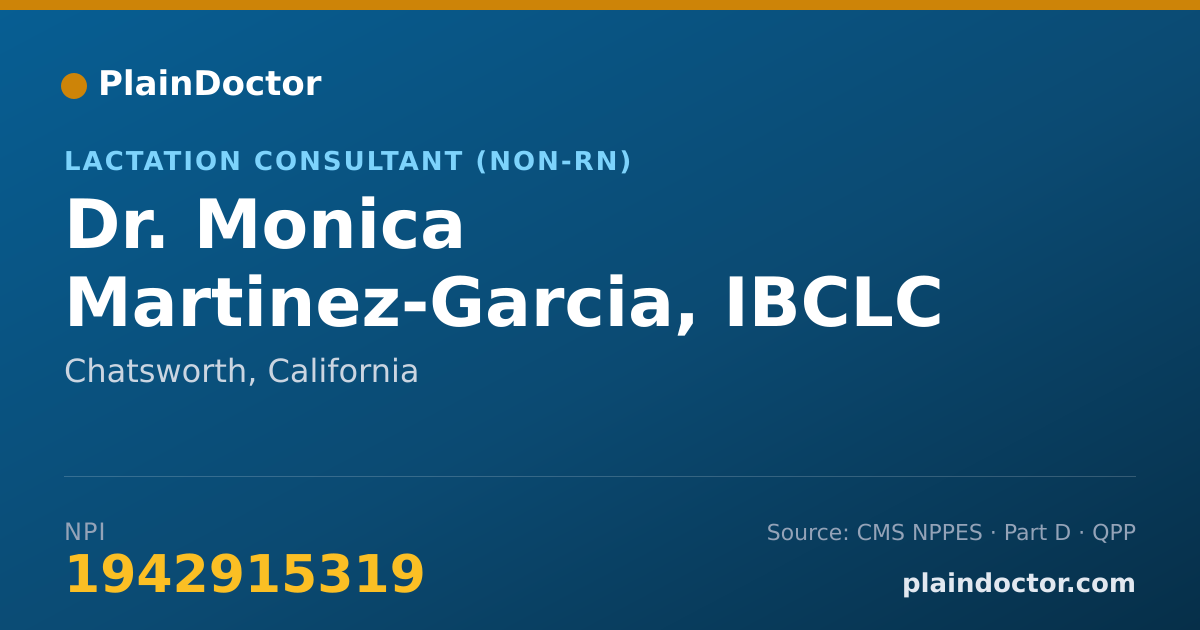 Shareable card for Monica Martinez-Garcia, IBCLC - Lactation Consultant (Non-RN), Chatsworth, CA