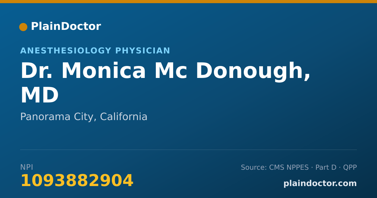 Shareable card for Monica Mc Donough, MD - Anesthesiology Physician, Panorama City, CA