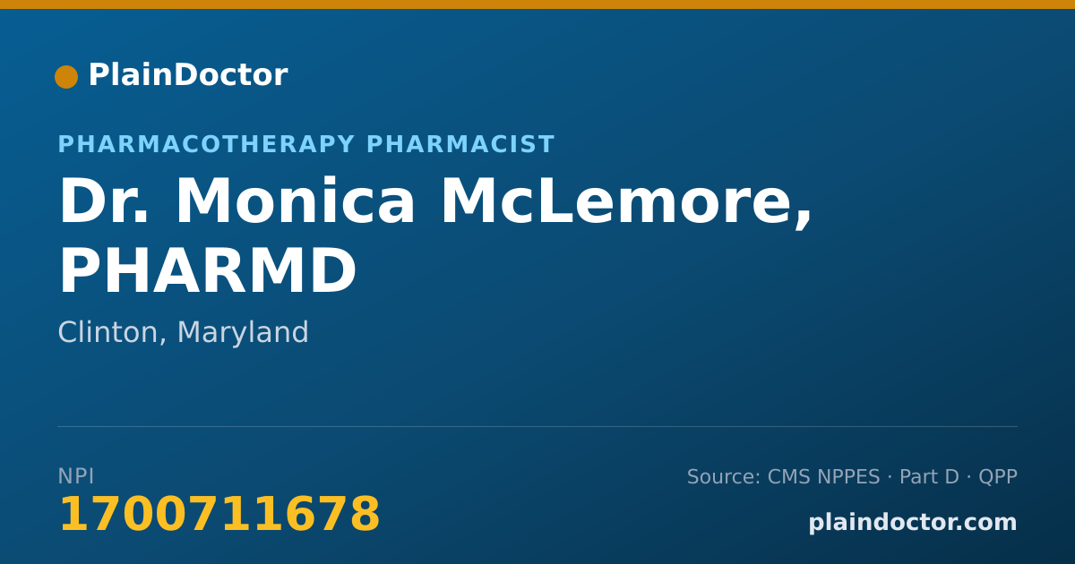 Shareable card for Monica McLemore, PHARMD - Pharmacotherapy Pharmacist, Clinton, MD