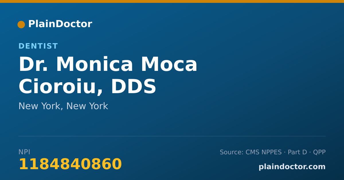 Shareable card for Monica Moca Cioroiu, DDS - Dentist, New York, NY