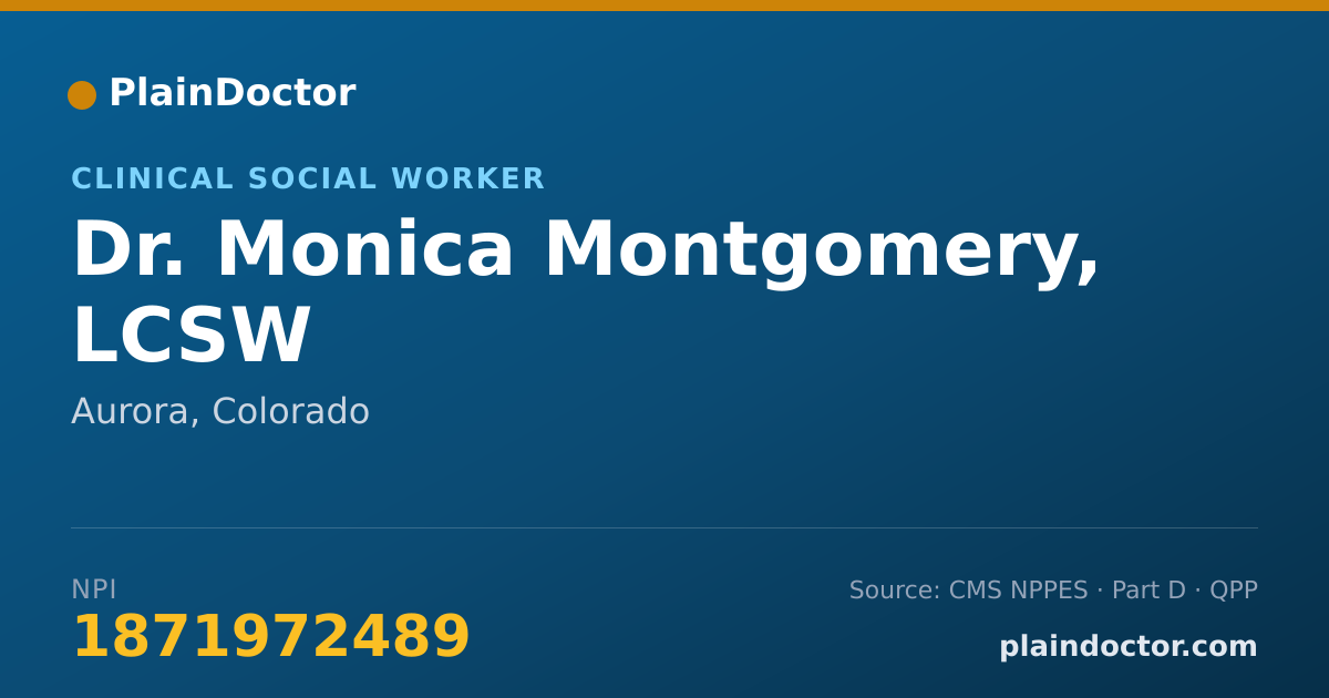 Shareable card for Monica Montgomery, LCSW - Clinical Social Worker, Aurora, CO