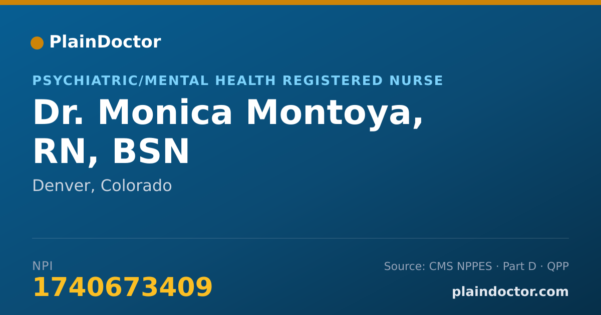 Shareable card for Monica Montoya, RN, BSN - Psychiatric/Mental Health Registered Nurse, Denver, CO