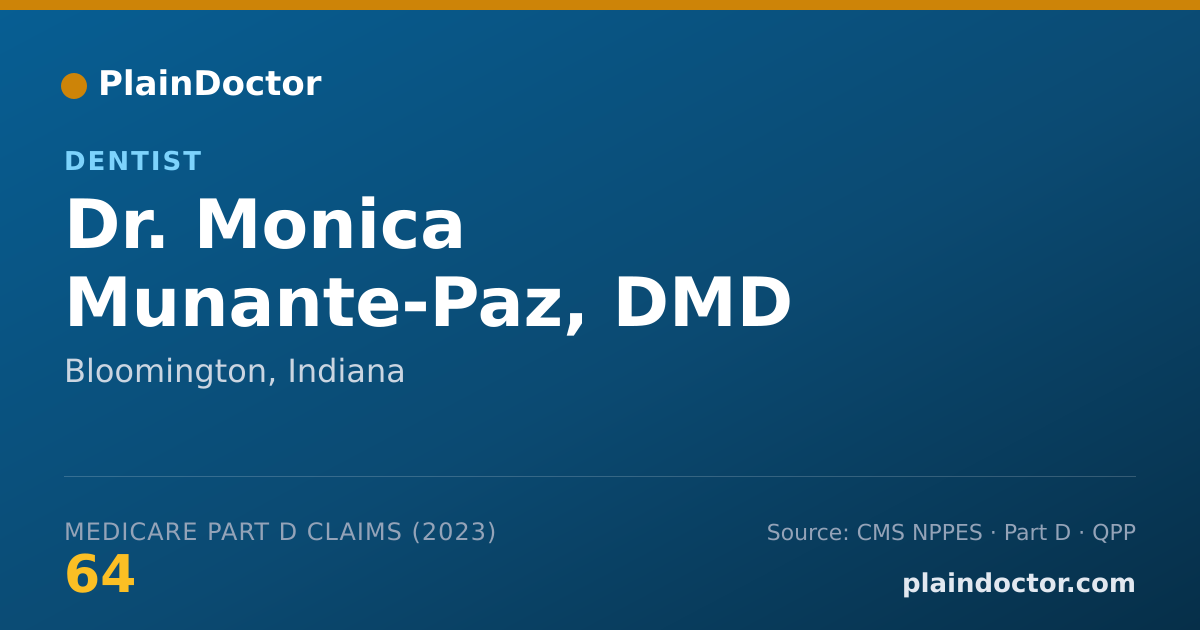 Shareable card for Monica Munante-Paz, DMD - Dentist, Bloomington, IN