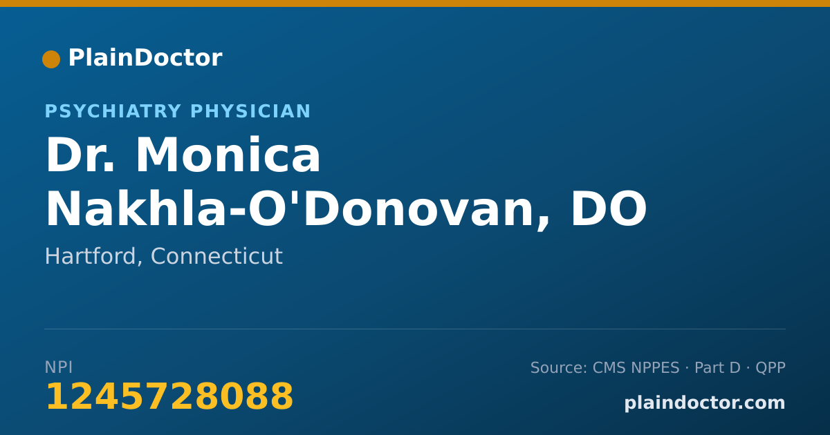 Shareable card for Monica Nakhla-O'Donovan, DO - Psychiatry Physician, Hartford, CT