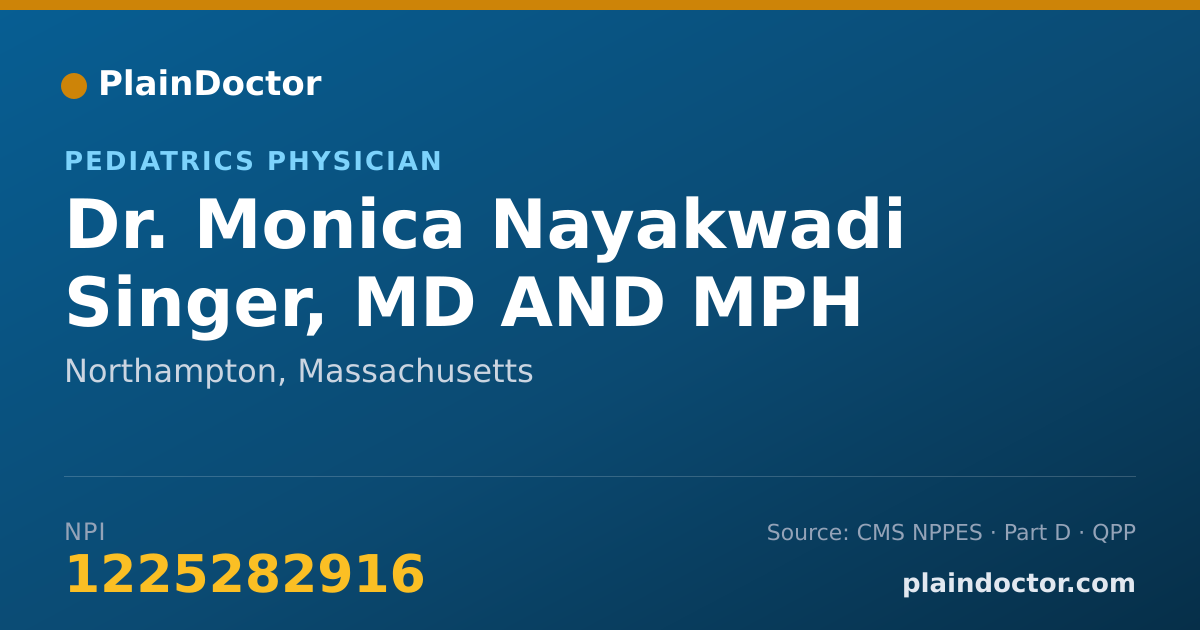 Shareable card for Monica Nayakwadi Singer, MD AND MPH - Pediatrics Physician, Northampton, MA