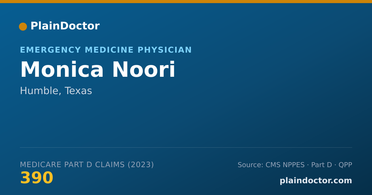 Shareable card for Monica Noori - Emergency Medicine Physician, Humble, TX