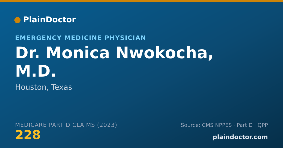 Shareable card for Monica Nwokocha, M.D. - Emergency Medicine Physician, Houston, TX
