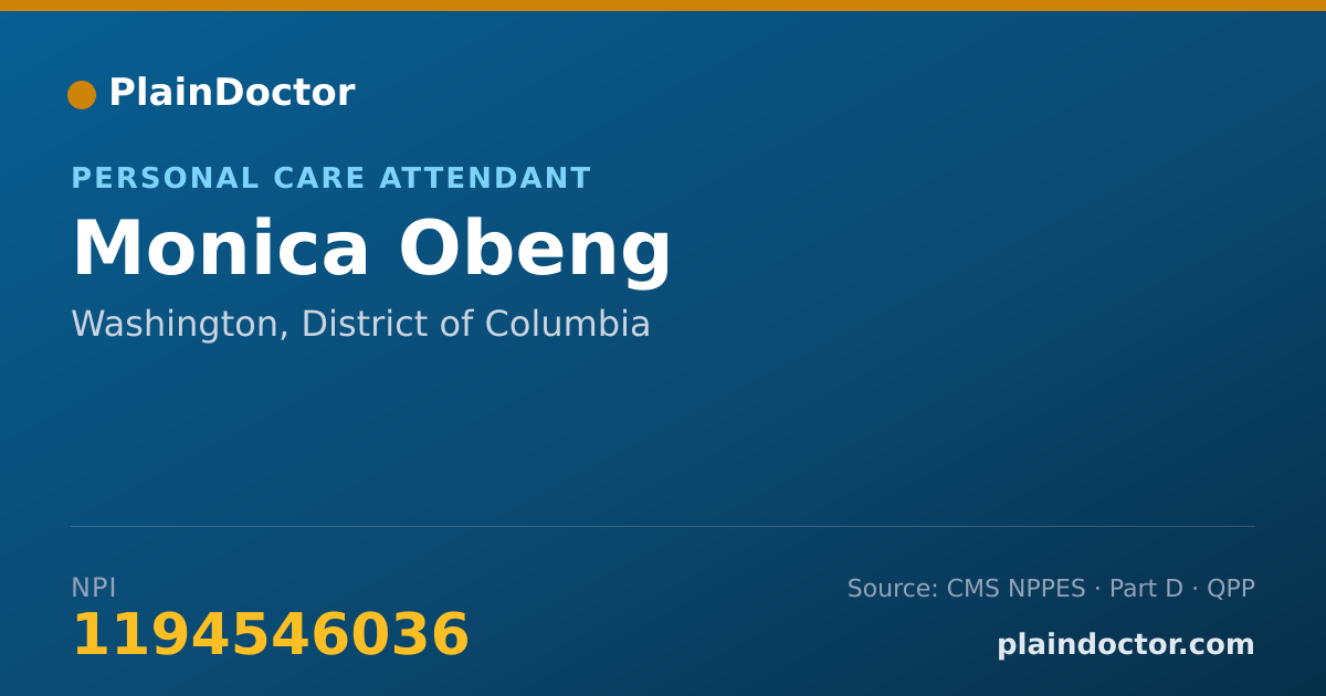 Shareable card for Monica Obeng - Personal Care Attendant, Washington, DC