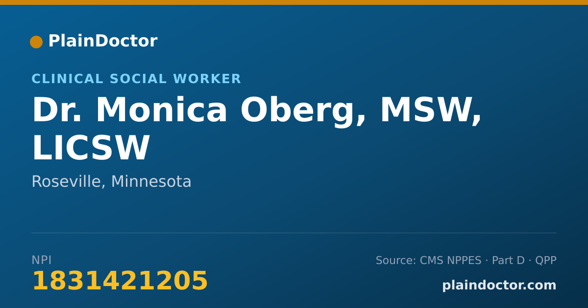 Shareable card for Monica Oberg, MSW, LICSW - Clinical Social Worker, Roseville, MN