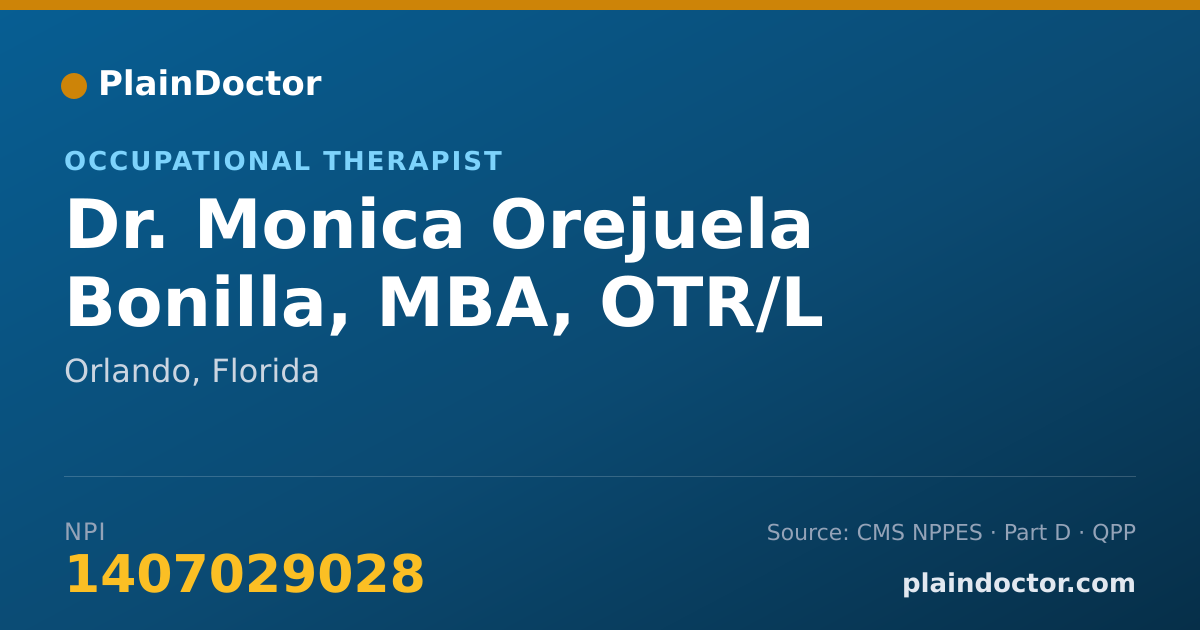 Shareable card for Monica Orejuela Bonilla, MBA, OTR/L - Occupational Therapist, Orlando, FL