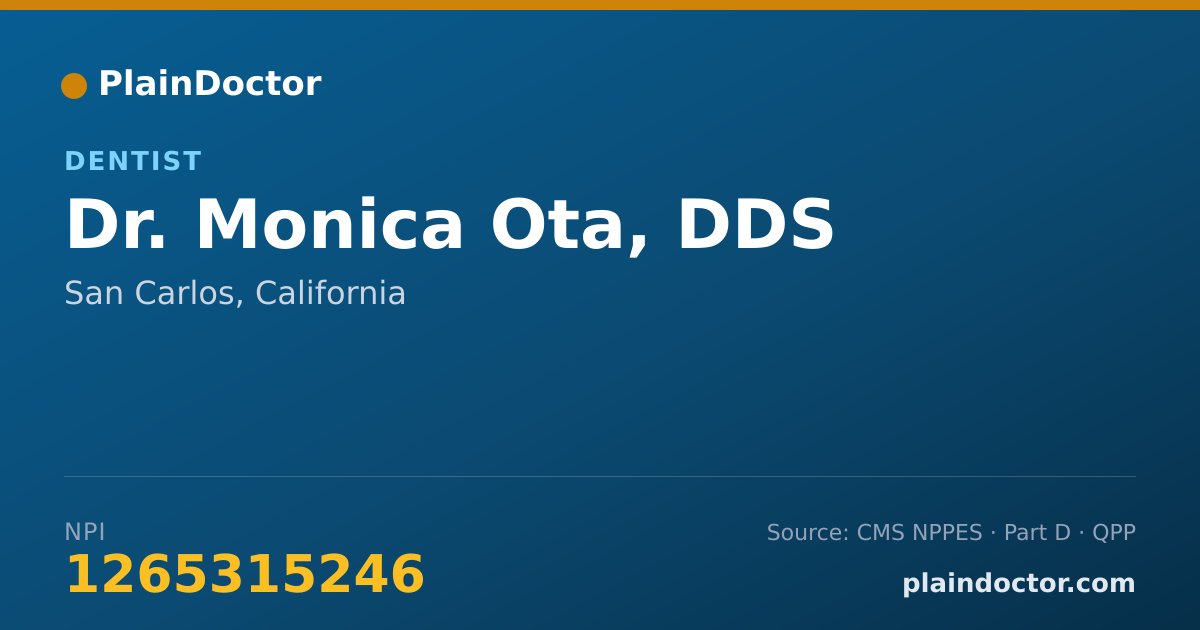 Shareable card for Monica Ota, DDS - Dentist, San Carlos, CA